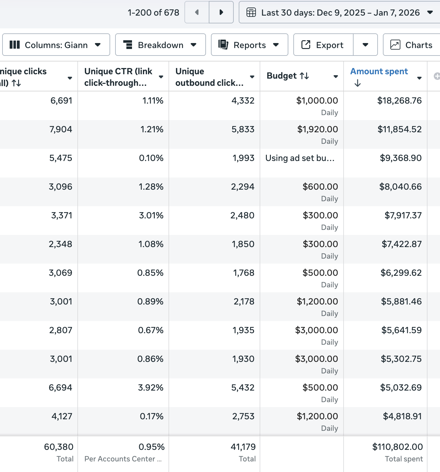 $110K Ad Spend in Last 30 Days