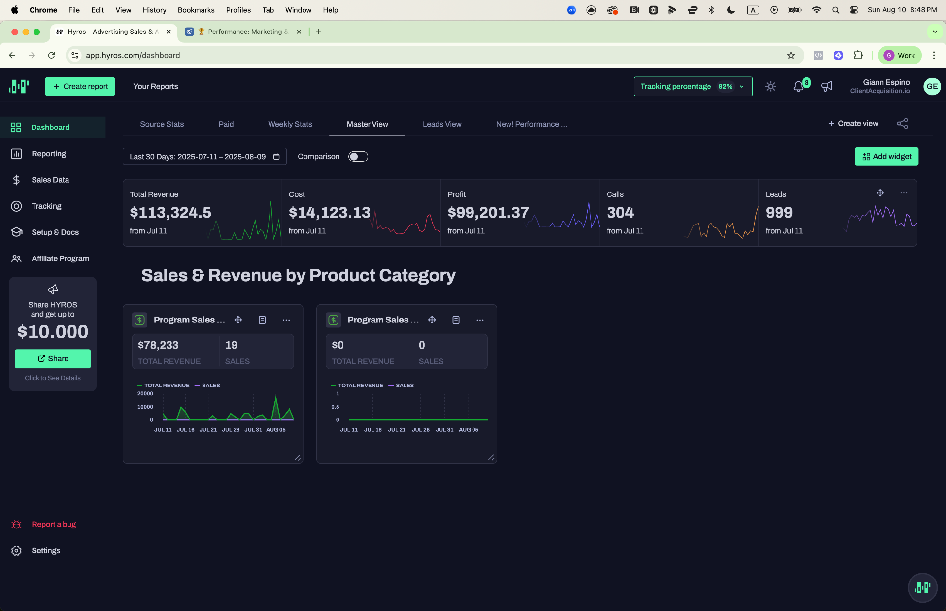 Additional $113K Revenue — 304 Calls (Master View)